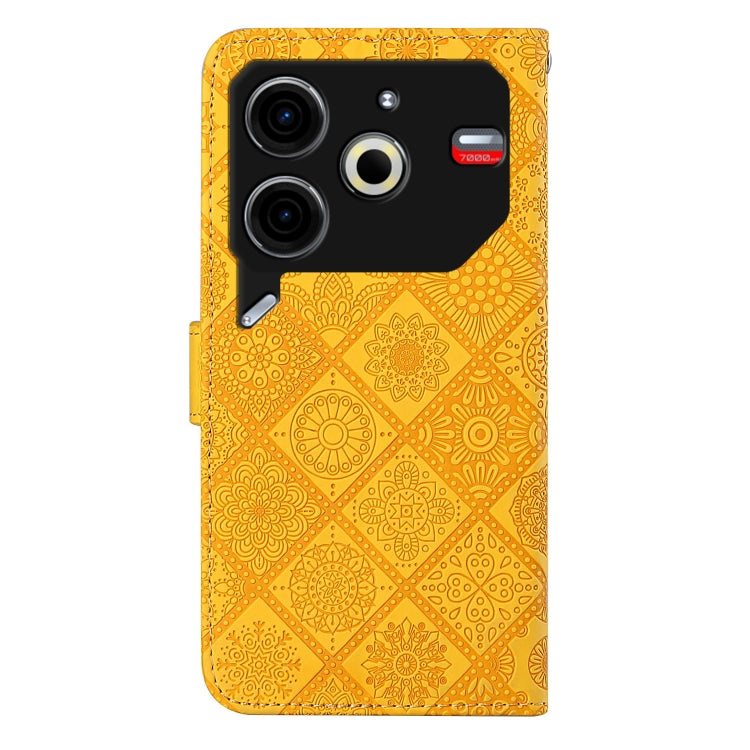 Funda Cuero Patrón En Relieve Estilo Étnico para Tecno Pova 6 Neo (Amarillo)