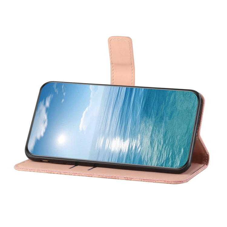 Funda Cuero Tecno Spark 20 Pro+ Patrón Relieve Étnico (Rosa)