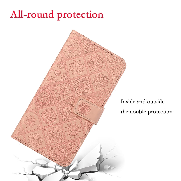 Funda Cuero Tecno Spark 20 Pro+ Patrón Relieve Étnico (Rosa)