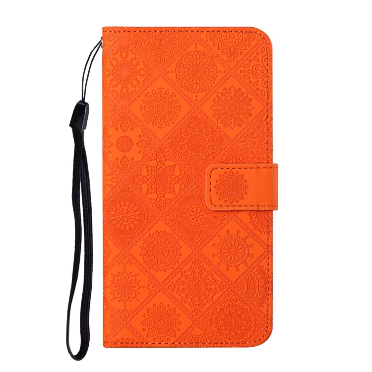 Funda Cuero Patrón Relieve Étnico Tecno Spark Go 2023 (Naranja)