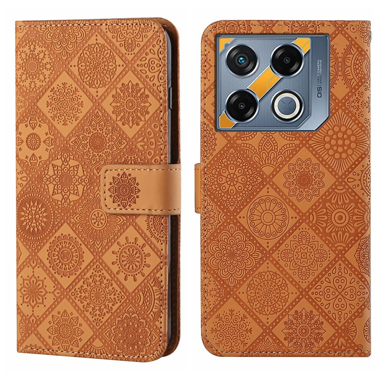 Funda de Cuero con Patrón En Relieve Estilo Étnico para Infinix GT 20 Pro (Marrón)