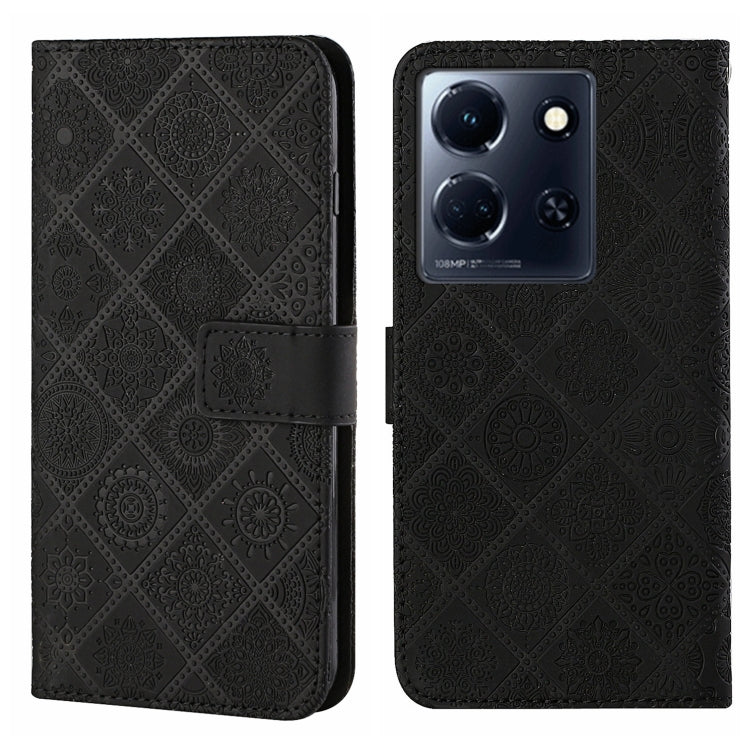 Funda de Cuero para Infinix Note 30 con Patrón en Relieve Estilo Étnico (Negro)