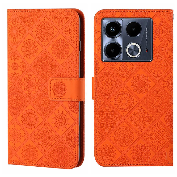 Funda de Cuero con Patrón en Relieve Estilo Étnico para Infinix Note 40 4G (Naranja)