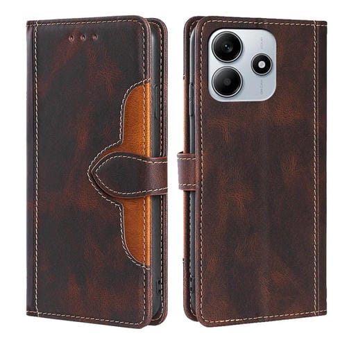 Funda de Cuero con Hebilla Magnética y Tacto Suave para Redmi Note 14 5G (Marrón)