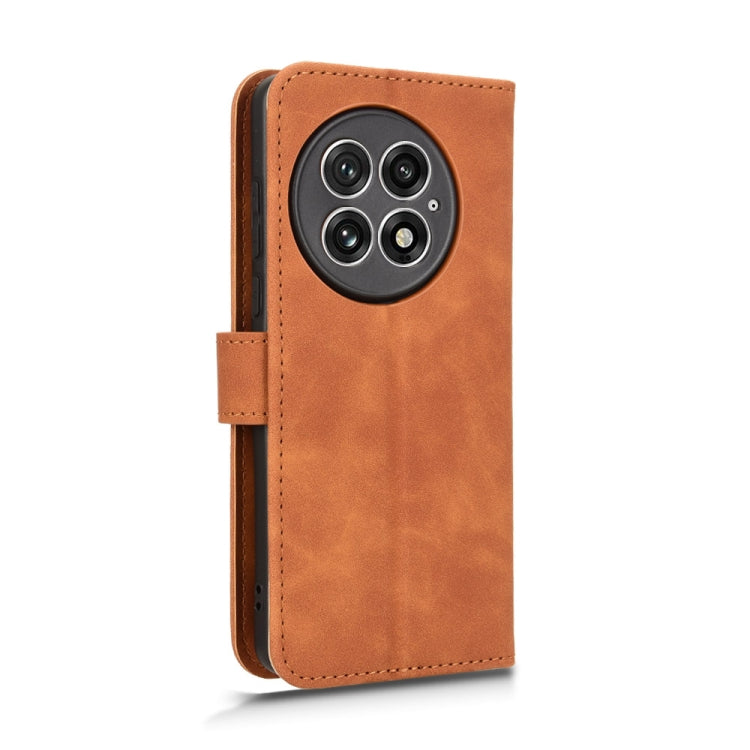 Funda de Cuero con Tapa Magnética para OnePlus 13 (Marrón)