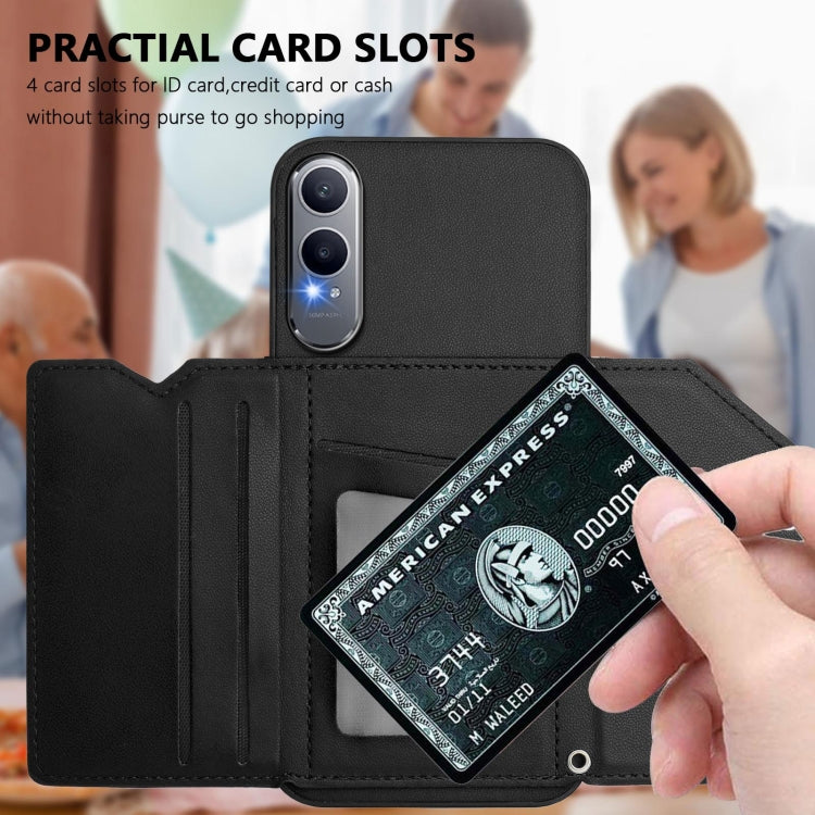 Funda para OnePlus Nord CE4 Lite 5G con 4 Ranuras para Tarjetas y Correa (Negra)