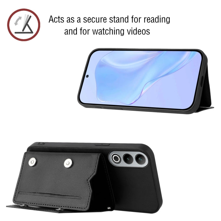 Funda para OnePlus Nord Ce4 con 4 Ranuras para Tarjetas y Correa para Muñeca (Negro)