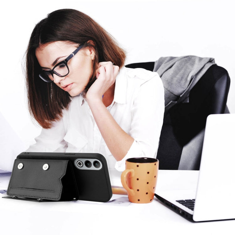 Funda para OnePlus Nord Ce4 con 4 Ranuras para Tarjetas y Correa para Muñeca (Negro)