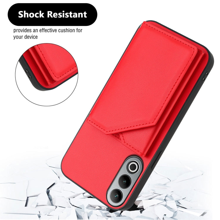 Funda para OnePlus Nord Ce4 con 4 Ranuras para Tarjetas y Correa para Muñeca (Rojo)