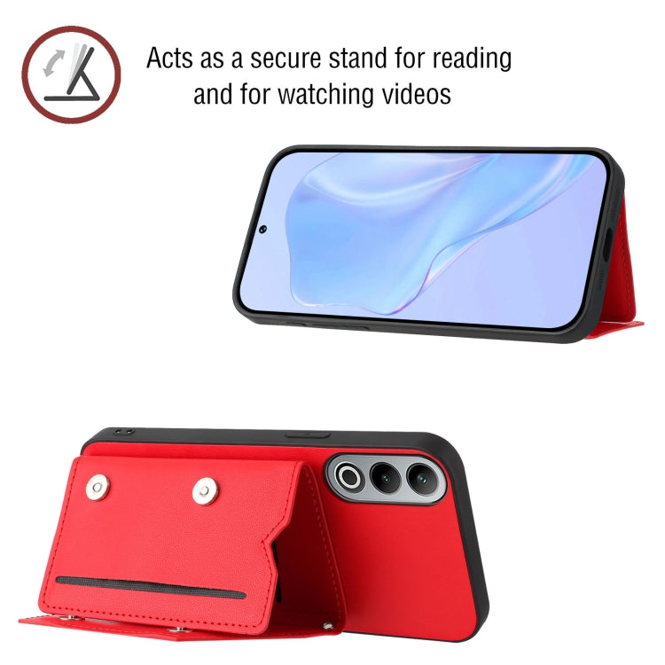 Funda para OnePlus Nord Ce4 con 4 Ranuras para Tarjetas y Correa para Muñeca (Rojo)