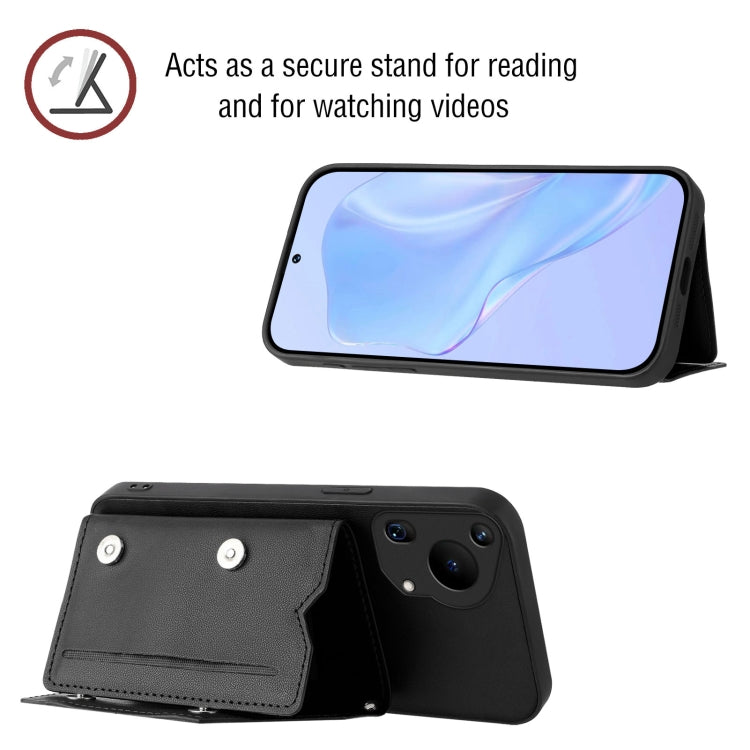 Funda para Teléfono Huawei Pura 70 Ultra Skin Feel con 4 Ranuras para Tarjetas y Correa (Negra)