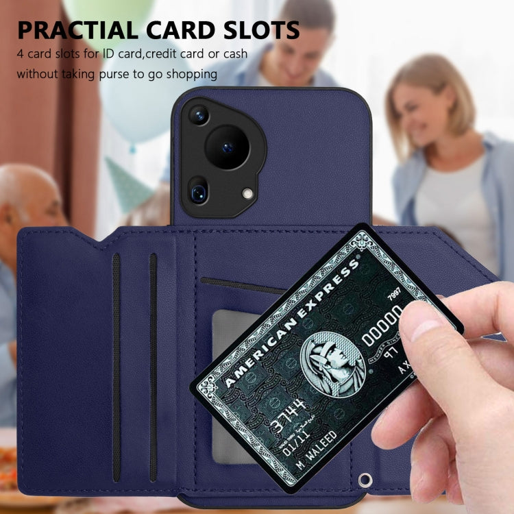 Funda para Teléfono Huawei Pura 70 Ultra Skin Feel con 4 Ranuras y Correa (Azul)