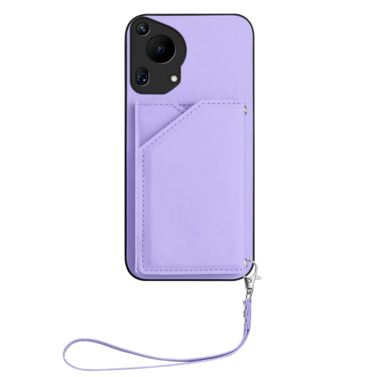 Funda para Teléfono Huawei Pura 70 Ultra Skin Feel con 4 Ranuras y Correa (Morado)
