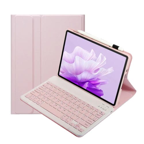 Funda de Cuero para Tableta Honor Pad X9/X8 Pro 11.5 con Teclado Bluetooth Desmontable (Rosa y Blanco)