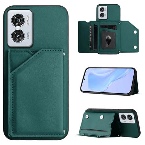 Funda para Motorola Edge 50 Fusion con 4 Ranuras para Tarjetas y Correa (Verde)
