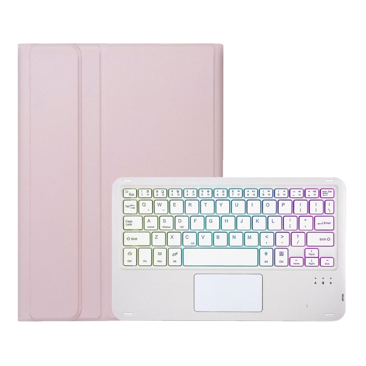 Funda de Cuero con Teclado Bluetooth Retroiluminado para Honor Pad X9/X8 Pro 11.5 (Rosa y Blanco)