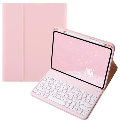 Funda de Cuero con Teclado Bluetooth y Teclas Redondas para Infinix Xpad 11" (Rosa)