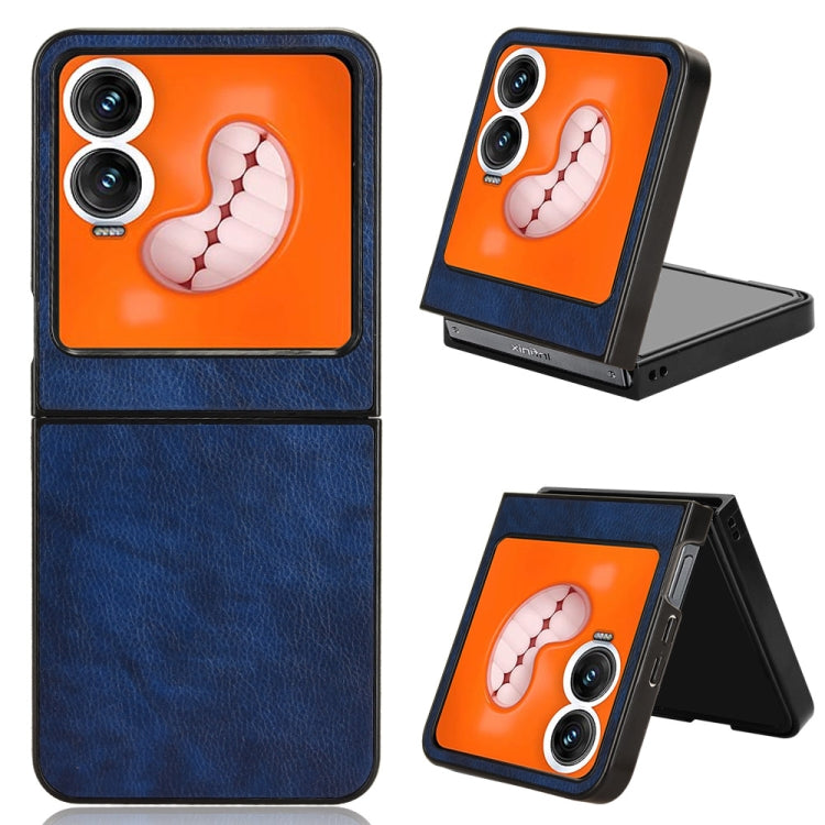 Funda Trasera Infinix Zero Flip con Textura de Lichi (Azul)