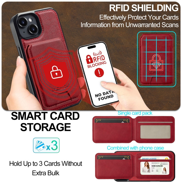 Funda para Teléfono Lc.Imeeke L3 con Funda Tarjeta Rfid Desmontable Magsafe para iPhone 13 Mini (Roja)