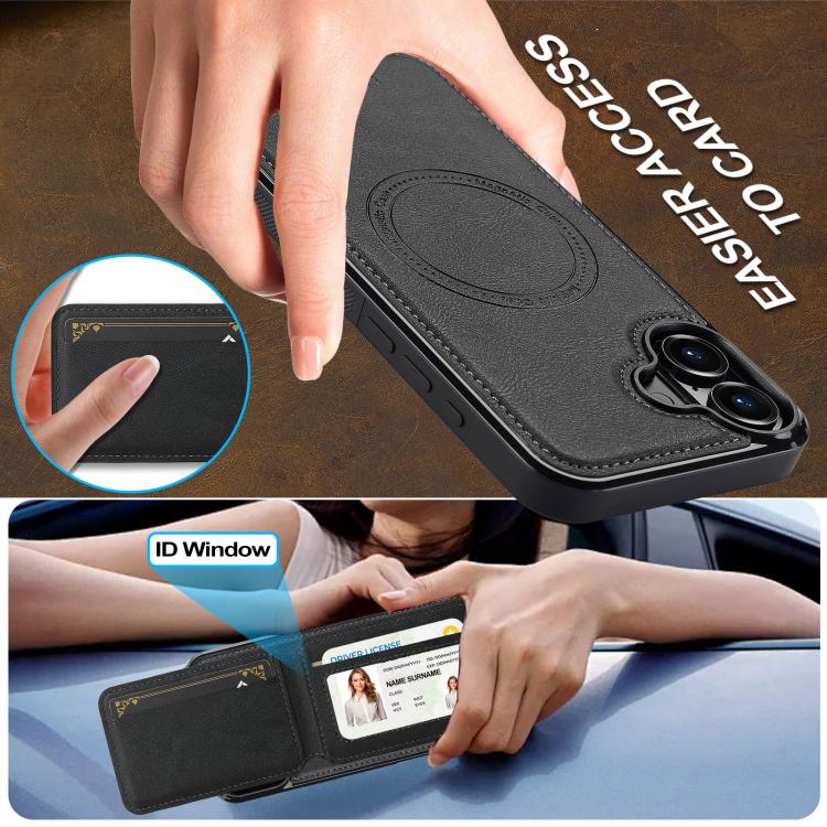 Funda para iPhone 17 LC.IMEEKE L3 con tarjetero RFID desmontable y Magsafe (negra)