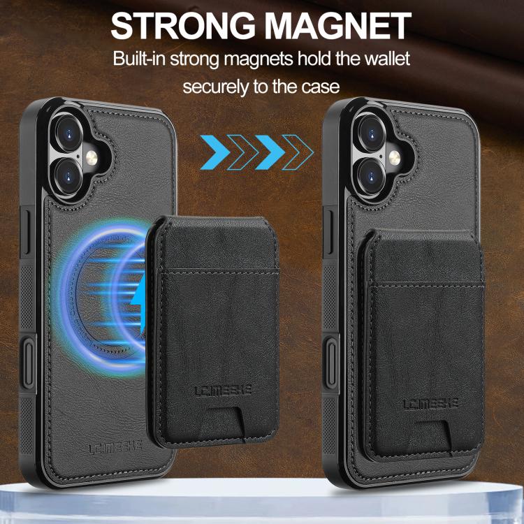 Funda para iPhone 17 LC.IMEEKE L3 con tarjetero RFID desmontable y Magsafe (negra)
