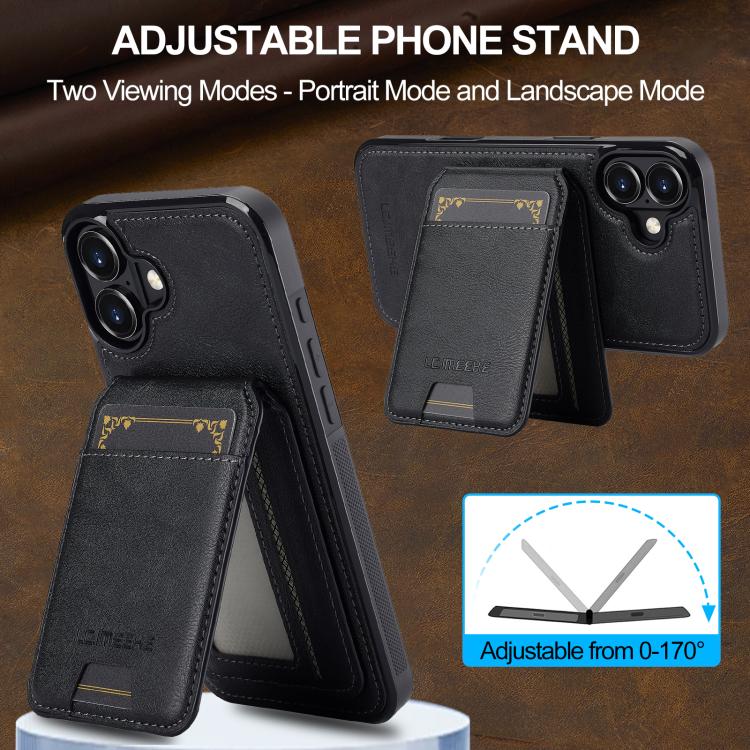 Funda para iPhone 17 LC.IMEEKE L3 con tarjetero RFID desmontable y Magsafe (negra)