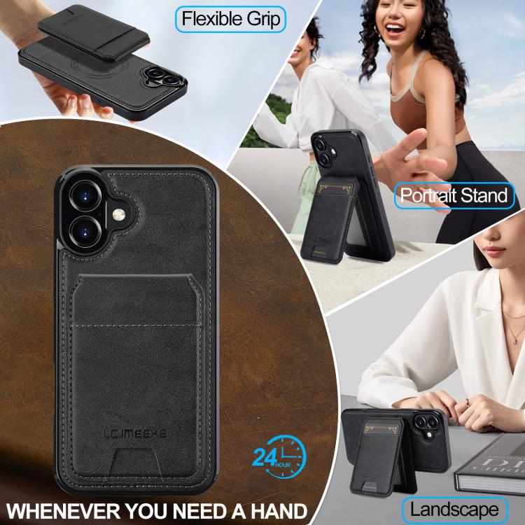 Funda para iPhone 17 LC.IMEEKE L3 con tarjetero RFID desmontable y Magsafe (negra)