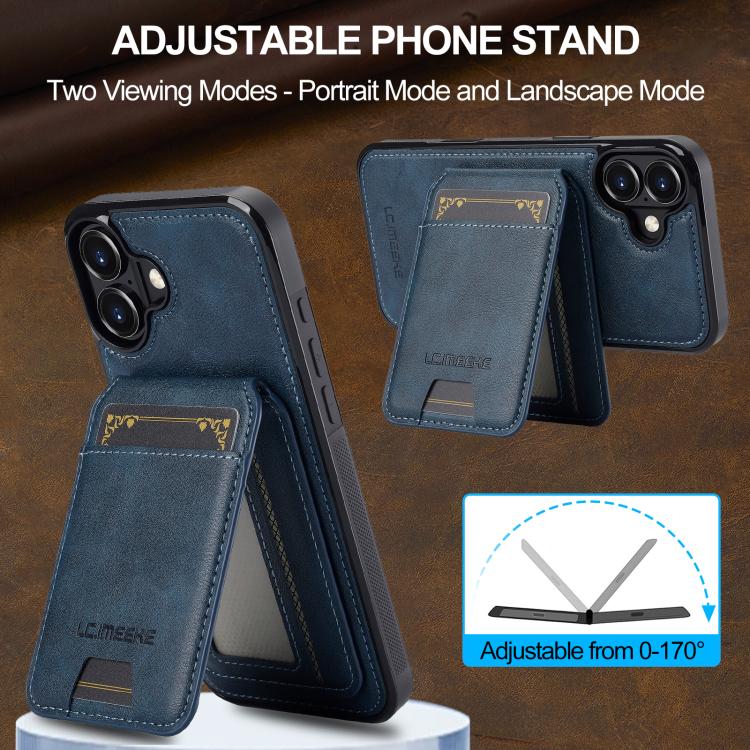Funda para iPhone 17 LC.IMEEKE L3 con tarjetero RFID desmontable y Magsafe (azul)