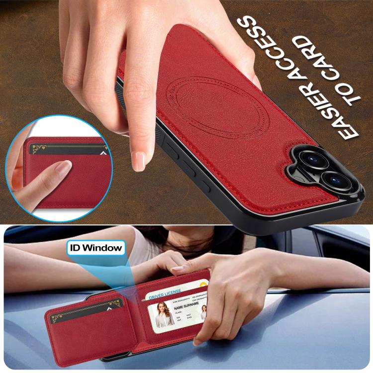Funda para iPhone 17 LC.IMEEKE L3 con tarjetero RFID desmontable y Magsafe (roja)