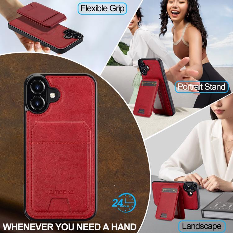 Funda para iPhone 17 LC.IMEEKE L3 con tarjetero RFID desmontable y Magsafe (roja)