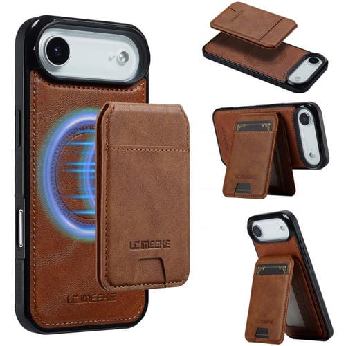 Funda para iPhone 17 Air LC.IMEEKE L3 Series con tarjetero RFID desmontable y Magsafe (marrón)