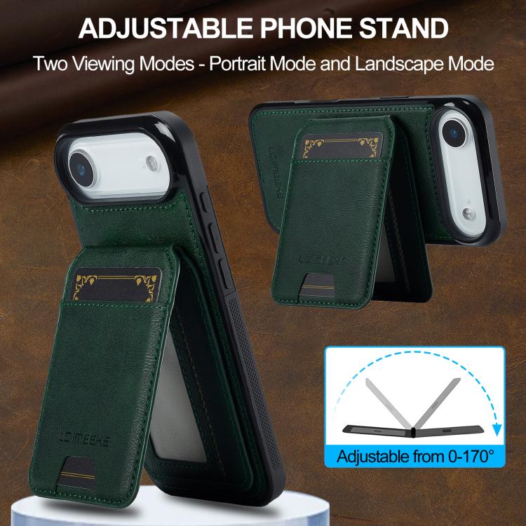 Funda para iPhone 17 Air LC.IMEEKE L3 Series con tarjetero RFID desmontable y Magsafe (verde)