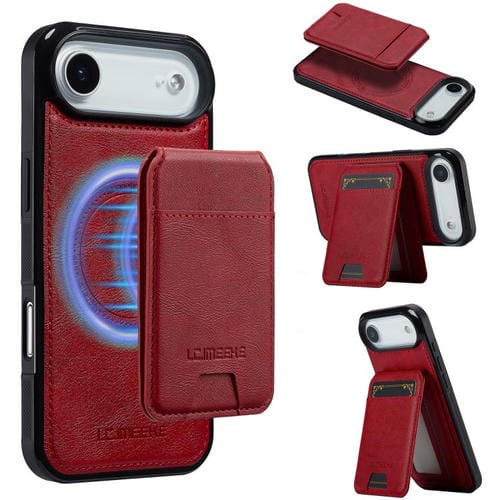 Funda para iPhone 17 Air LC.IMEEKE L3 con tarjetero RFID desmontable y Magsafe (roja)