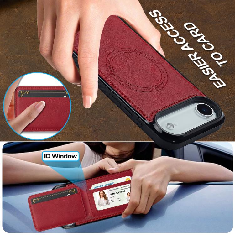 Funda para iPhone 17 Air LC.IMEEKE L3 con tarjetero RFID desmontable y Magsafe (roja)