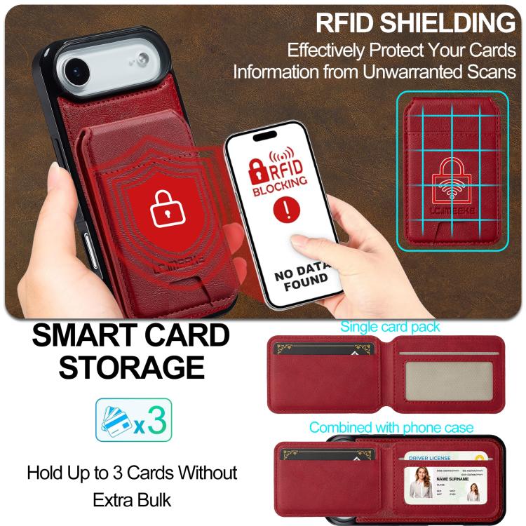 Funda para iPhone 17 Air LC.IMEEKE L3 con tarjetero RFID desmontable y Magsafe (roja)