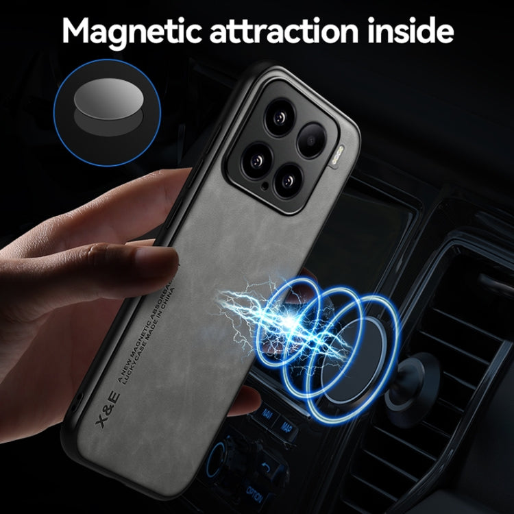 Funda de cuero magnética con textura ultrafina para Xiaomi 15 (verde)