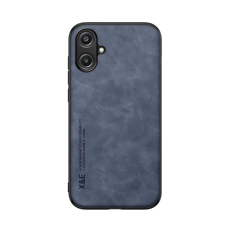 Funda de cuero magnética con textura de piel para Samsung Galaxy A06 5G (azul)