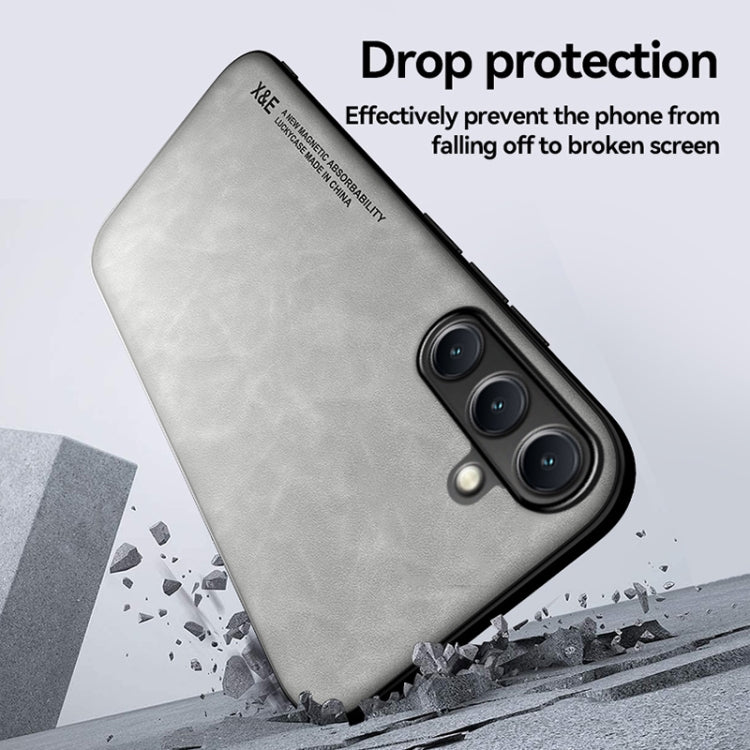 Funda de cuero magnética con textura de piel para Samsung Galaxy A06 5G (verde)