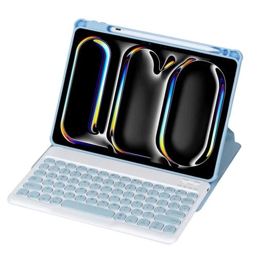 Funda con Teclado Bluetooth Yl13 para iPad Pro 11 (2024) Cuero Azul Rotación 360