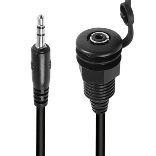 Cable de Audio con Panel y Enchufe de Tierra Integrado Rosca Estéreo TRS 3,5 mm (0,3 m) Macho a Hembra