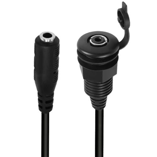 Cable de Audio con Panel con Enchufe de Tierra Integrado y Rosca Estéreo TRS 3,5 mm (0,3 m) (Hembra a Hembra)