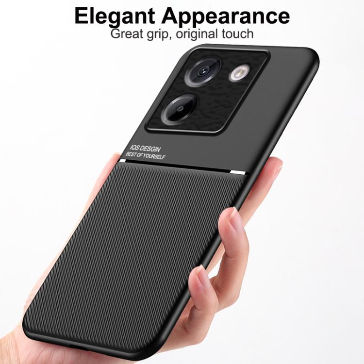 Funda híbrida de TPU y policarbonato con diseño clásico de tira inclinable para Xiaomi Poco M7 Pro 5G (negro)