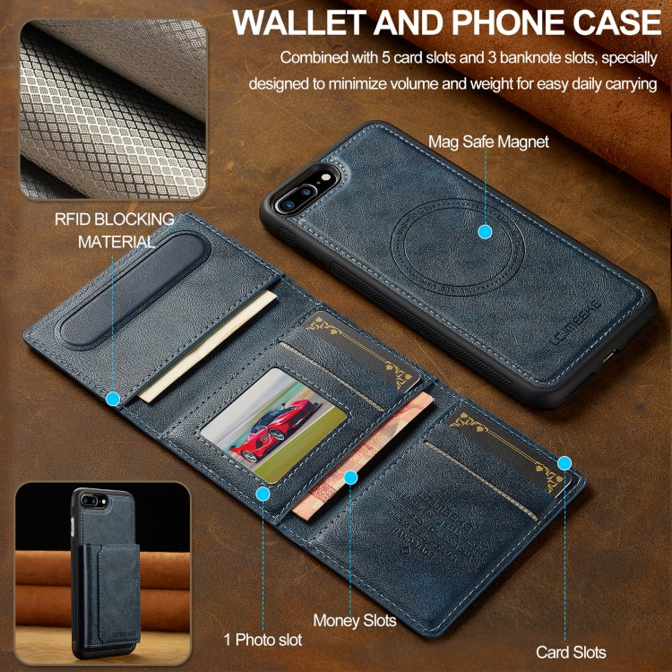 Estuche para Teléfono Lc.Imeeke L5 Series con Funda para Tarjeta Rfid Desmontable Magsafe para iPhone 16E (Azul)