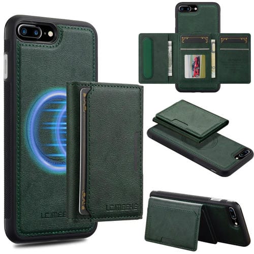 Funda para Teléfono Lc.Imeeke L5 Series con Tarjetero Rfid Desmontable y Magsafe para iPhone Se 2022/2020 (Verde)