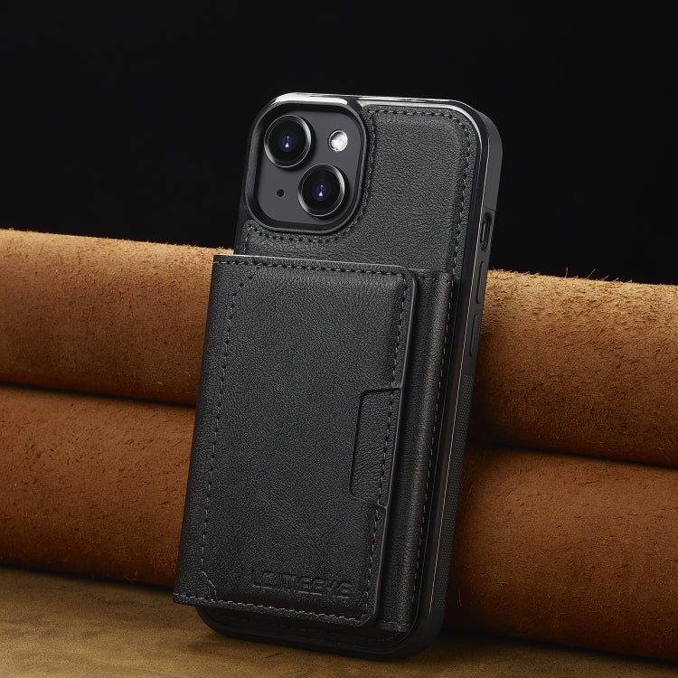 Funda para teléfono Lc.Imeeke Serie L5 con funda para tarjeta RFID desmontable Magsafe para iPhone 14/13 (Negra)