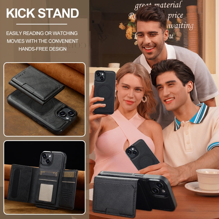 Funda para teléfono Lc.Imeeke L5 con funda tarjeta RFID desmontable Magsafe para iPhone 13 Mini (Negra)