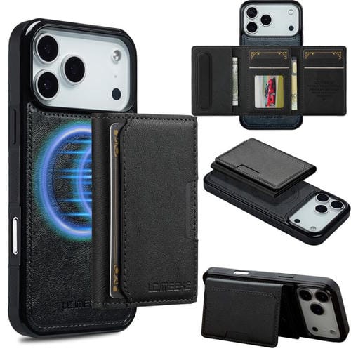 Funda para iPhone 17 Pro Max LC.IMEEKE L5 Series con tarjetero RFID desmontable y Magsafe (negra)