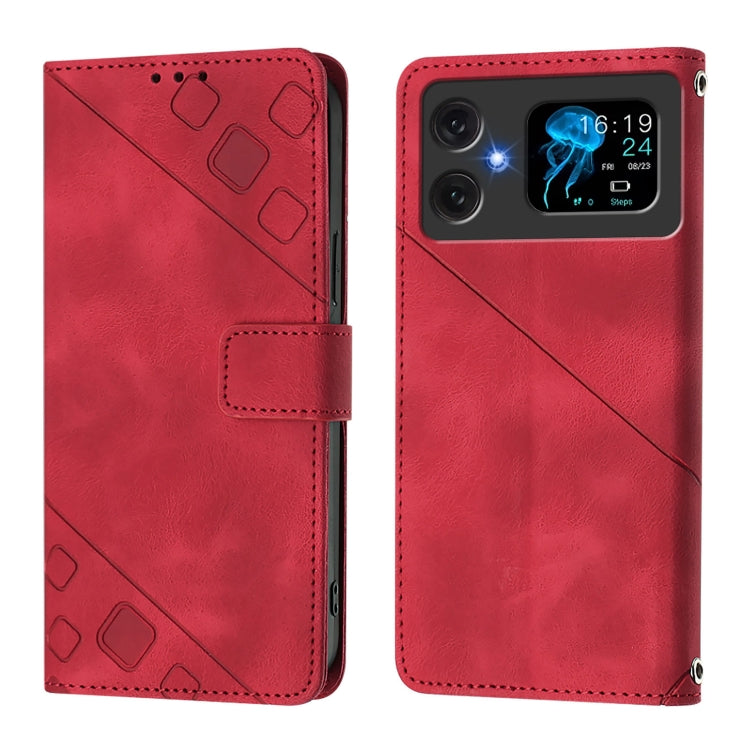 Funda de Piel con Relieve para Teléfono Cubot A20 (Roja)