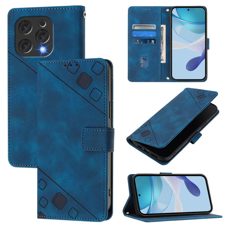 Funda de Cuero con Relieve y Tacto de Piel para Doogee N55 Plus (Azul)