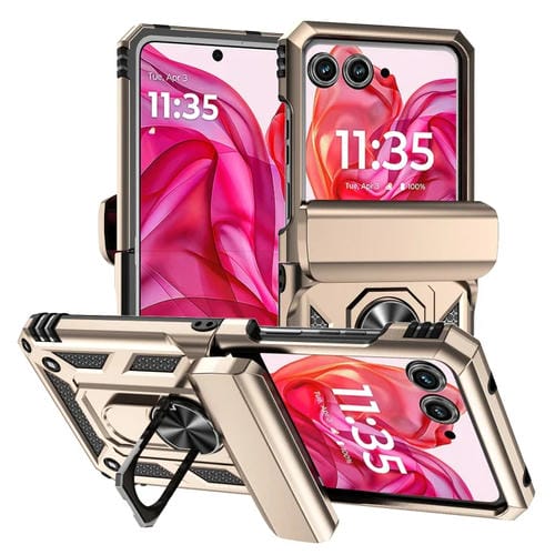 Funda para Teléfono Camshield Motorola Razr 50 con Soporte Deslizante (Dorada)